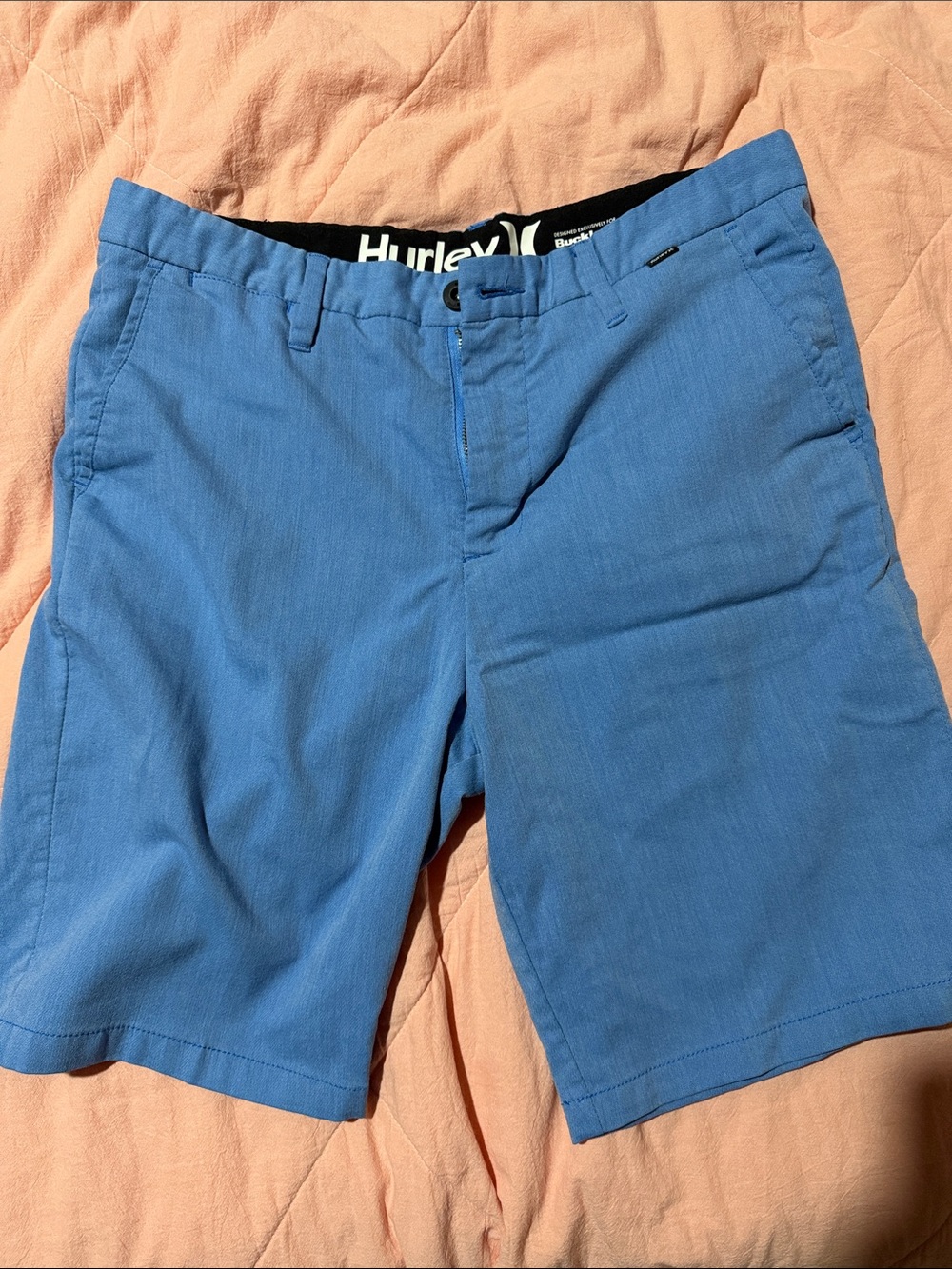 Hurley Men's Light Blue Flat Front Shorts